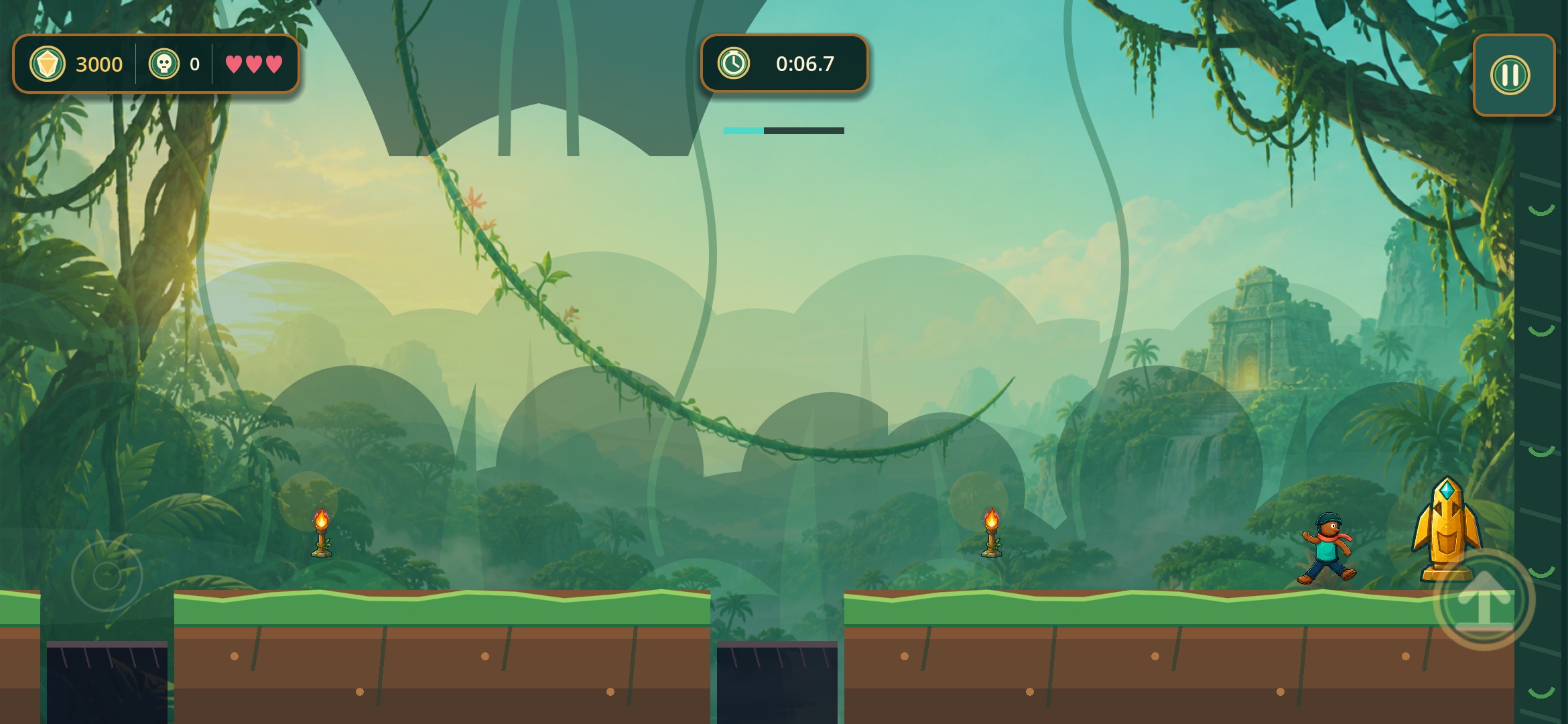 Vinerunner gameplay: reaching the golden idol at the level exit